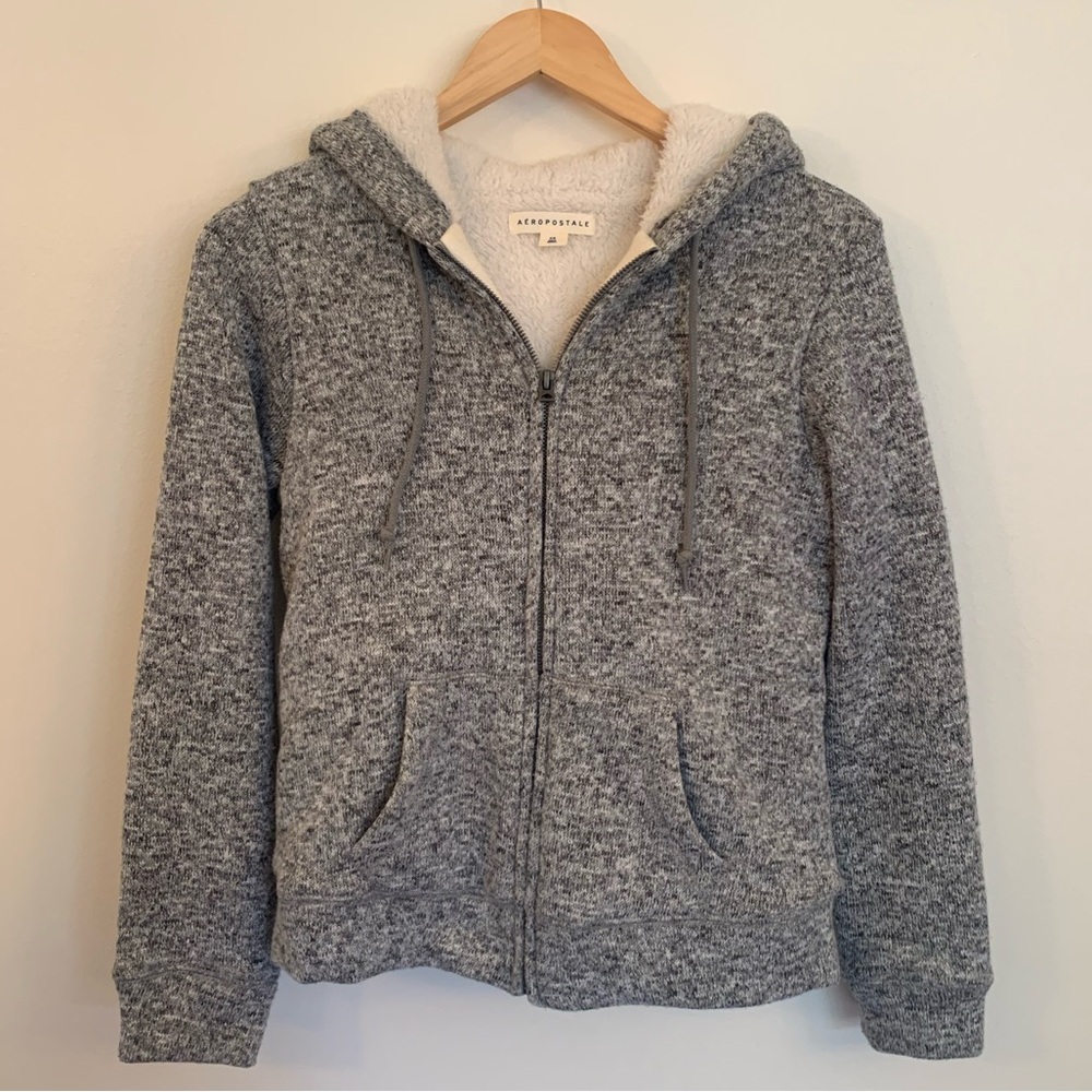 Aeropostale Faux Fur Lined Zip Up Hoodie Size 0-2